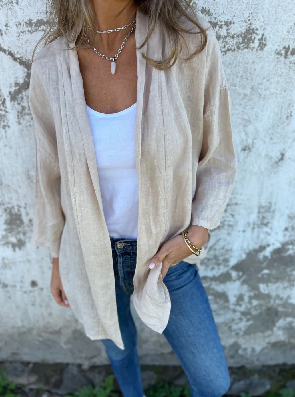 Damen lässige Sommerjacke aus leichtem Leinen EB