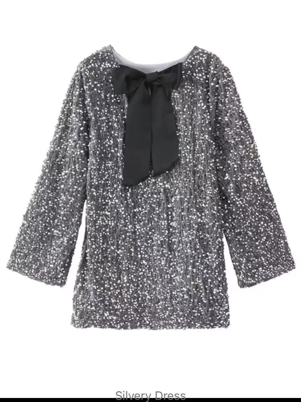 Damen Glamouröses Mini-Kleid mit glitzernden Pailletten und eleganten Puffärmeln EB
