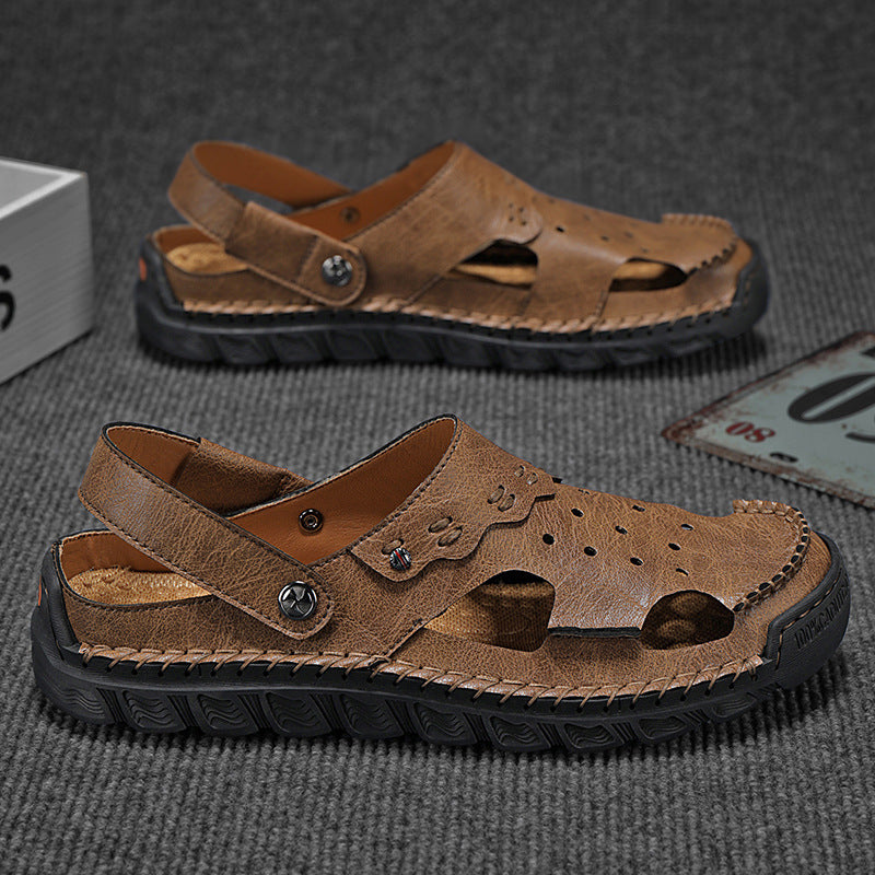 Damen Sommerliche offene Ledersandalen mit atmungsaktiver Oberstruktur EB