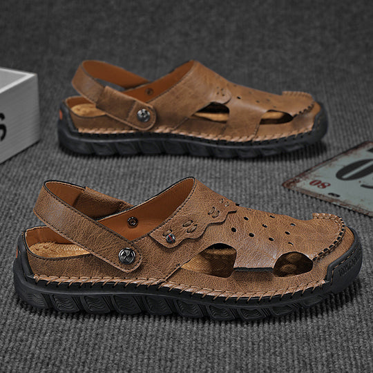 Damen Sommerliche offene Ledersandalen mit atmungsaktiver Oberstruktur EB