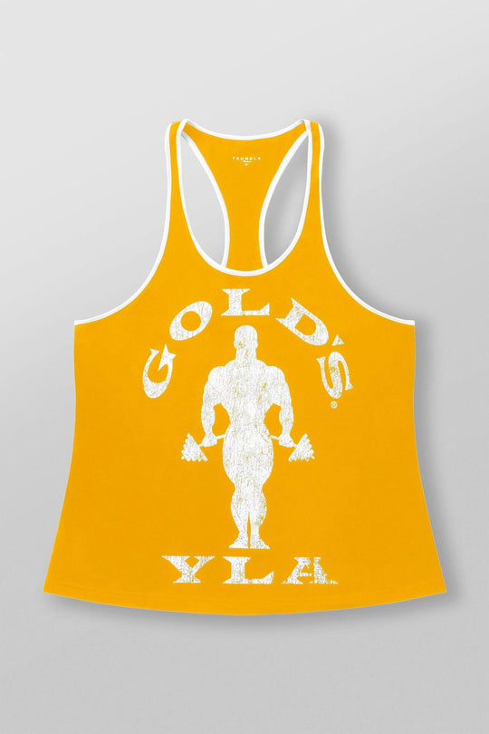 Herren nan athletisches Stringer Tanktop rückenfreier Schnitt mit Kontrastpaspel und Kraftsportmotiv EB