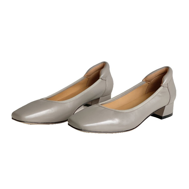 Damen Elegante Blockabsatz-Ballerinas mit geschmeidiger Oberfläche EB