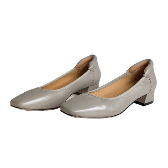 Damen Elegante Blockabsatz-Ballerinas mit geschmeidiger Oberfläche EB