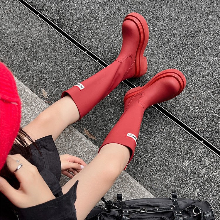 Damen Hohe Stiefel mit modischer Schnalle und komfortablem Plateau EB
