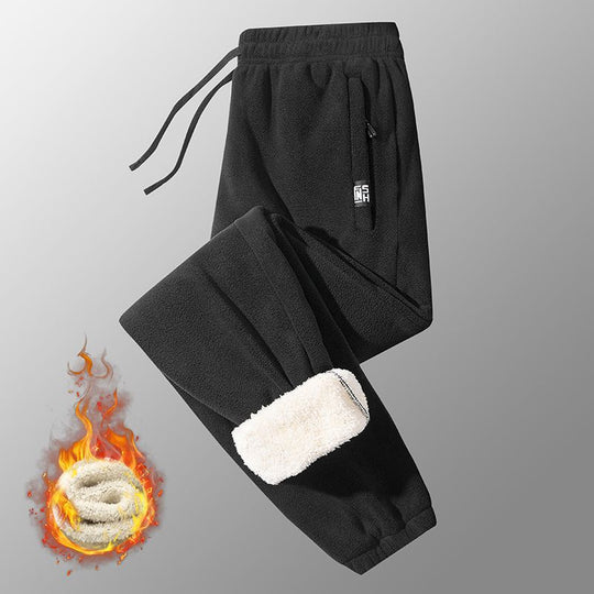 Herren wärmende Microfleece-Hose mit komplettem Sherpa-Innenfutter, elastischem Komfortbund und Reißverschlusstaschen EB