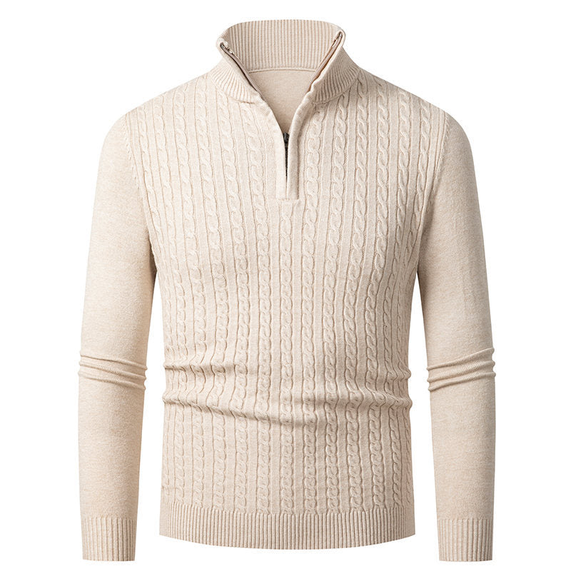 Herren Strickpullover mit modischem Zopfmuster und hochgeschlossenem Kragen EB