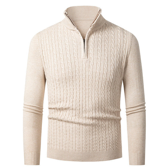 Herren Strickpullover mit modischem Zopfmuster und hochgeschlossenem Kragen EB
