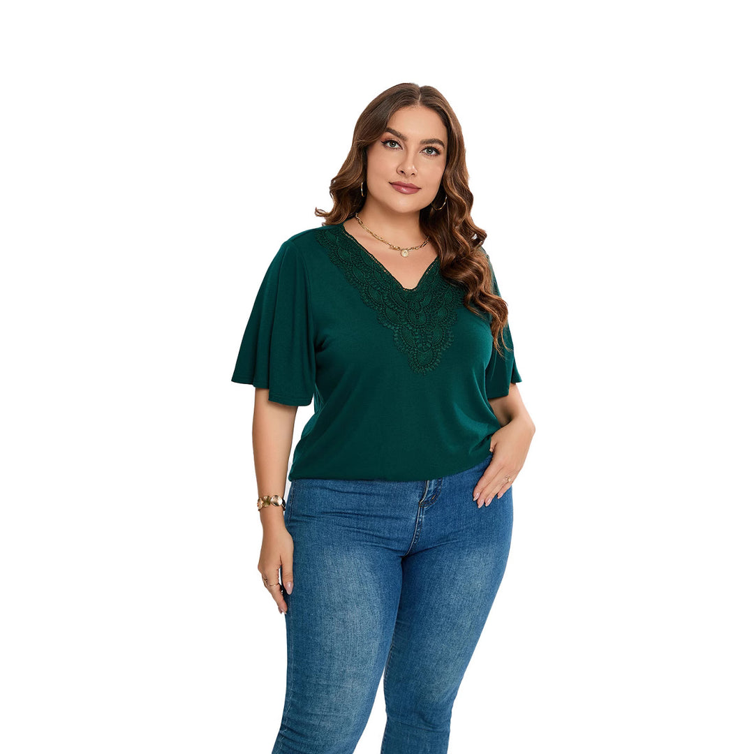 Damen Blusenshirt mit eleganter Lochstickerei und weit geschnittenen Ärmeln EB