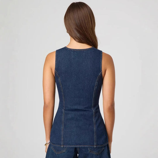 Damen Jeansweste mit tailliertem Schnitt und praktischen Taschen EB