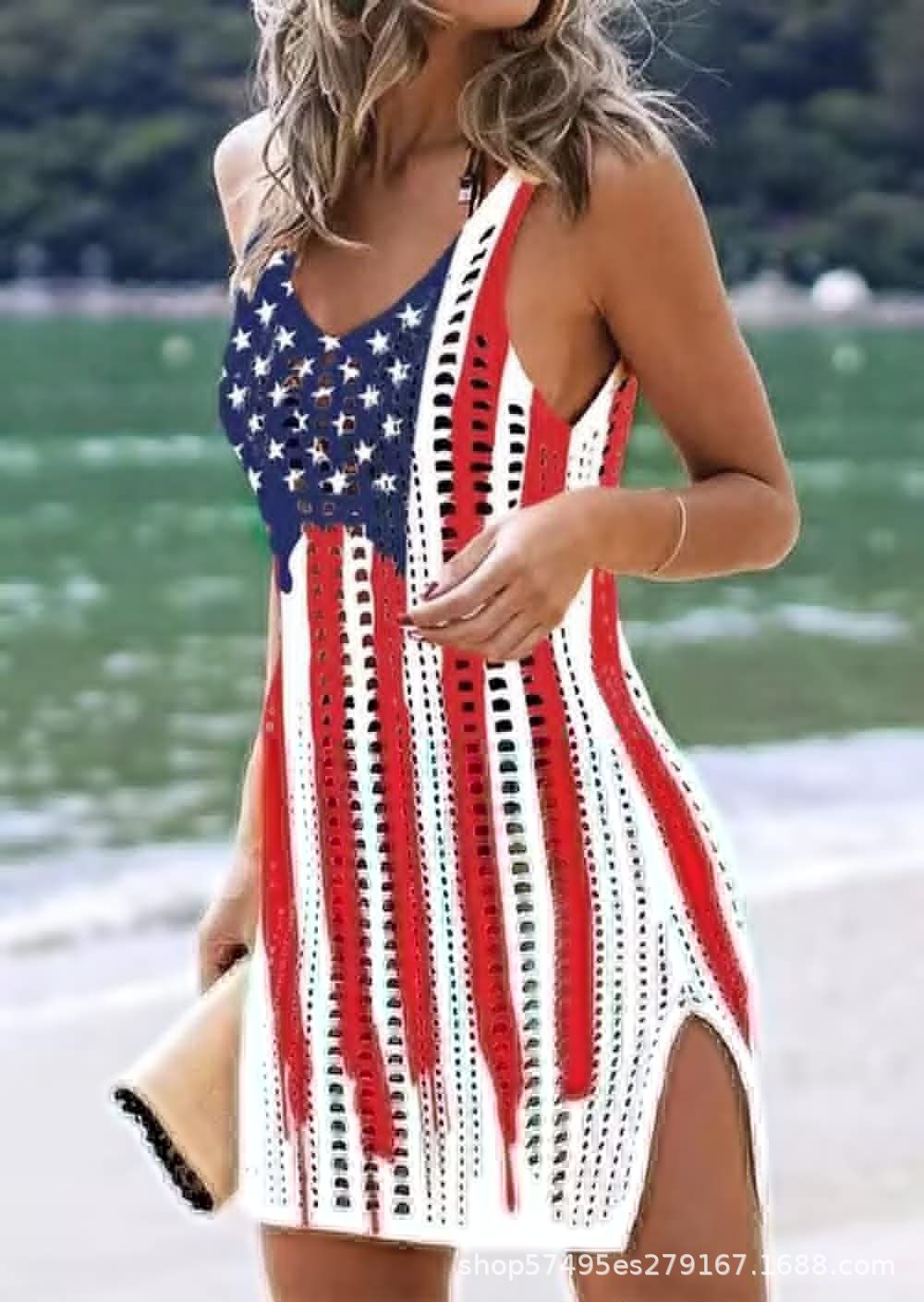 Damen figurbetontes Häkelkleid mit Seitenschlitzen EB