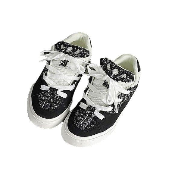 Damen Sneakers mit modischem Tweed-Design und übergroßen Schnürsenkeln EB