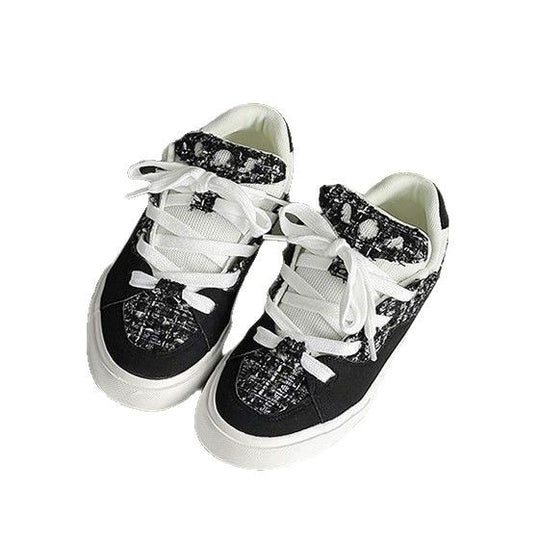 Damen Sneakers mit modischem Tweed-Design und übergroßen Schnürsenkeln EB