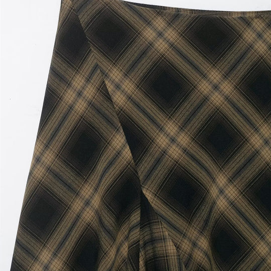Damen Wickelrock mit eleganter Spitze und modernem Karomuster EB