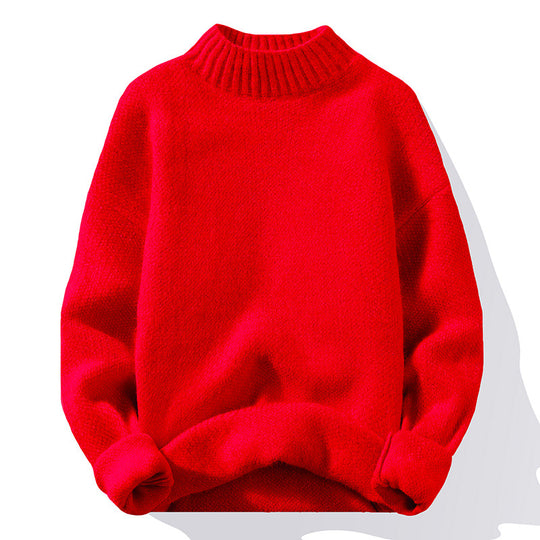 Damen Hochwertiger Rippstrickpullover mit hohem Kragen und lässigem Schnitt EB