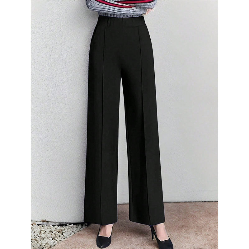 Damen Weite High-Waist Stoffhose mit eleganten Falten EB