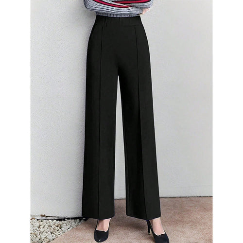 Damen Weite High-Waist Stoffhose mit eleganten Falten EB