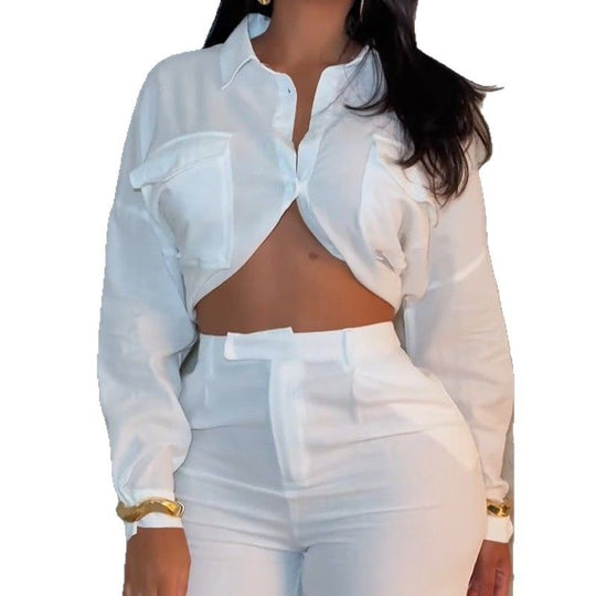 Damen Stylisches und figurbetontes Set mit Kurzbluse und Shorts EB