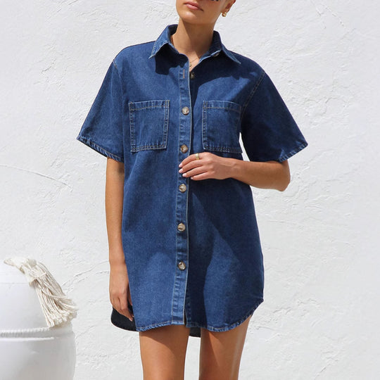 Damen Jeanshemdkleid mit praktischen Taschen und hochwertiger Baumwollmischung EB