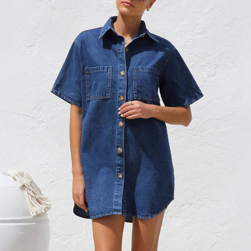 Damen Jeanshemdkleid mit praktischen Taschen und hochwertiger Baumwollmischung EB