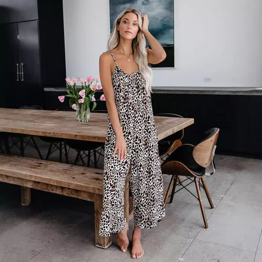 Damen Lässiger Maxijumpsuit aus leichtem Stoff mit Tie-Dye-Muster EB