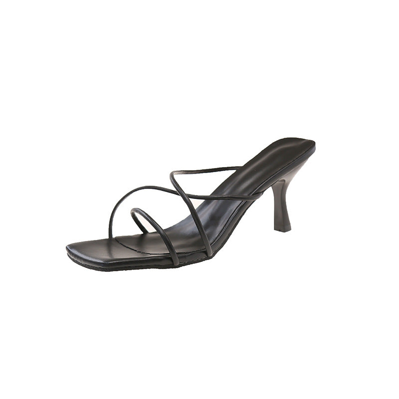 Damen elegante Mules mit filigranem Riemendesign EB