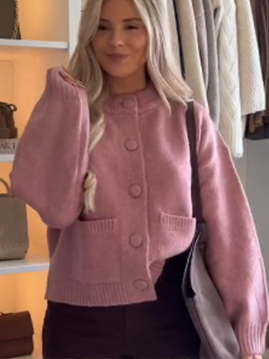 Damen lässige Strickjacke mit Knopfdetails und bequemem Schnitt EB