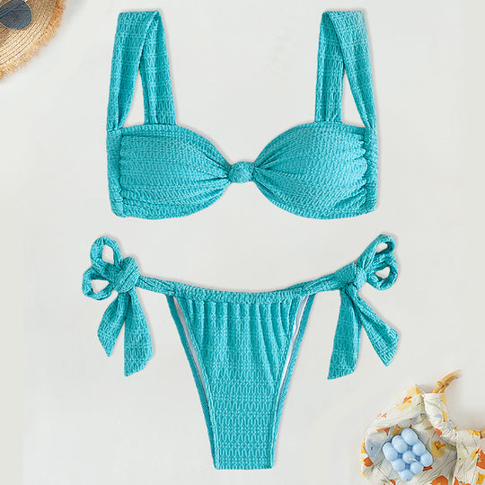 Damen Hochwertiger Bikini mit verspielten Schleifen EB