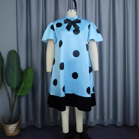 Damen Verspieltes Punktekleid mit schickem Schleifendetail EB