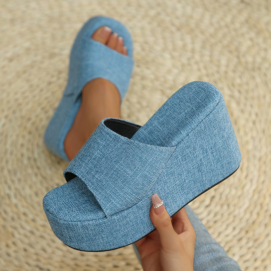 Damen Wedge-Pantoletten mit transparentem Obermaterial und komfortabler Sohle EB