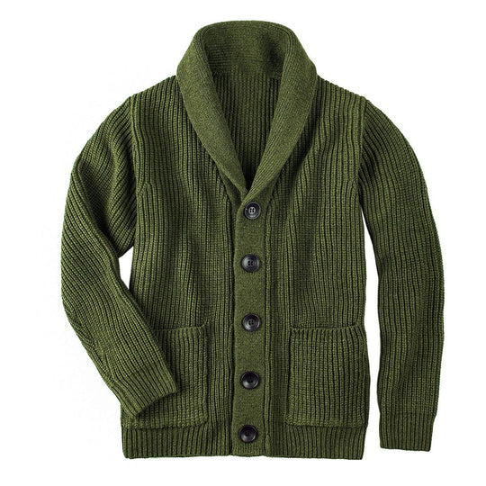 Damen Strickjacke mit Schalkragen und Knopfverschluss EB