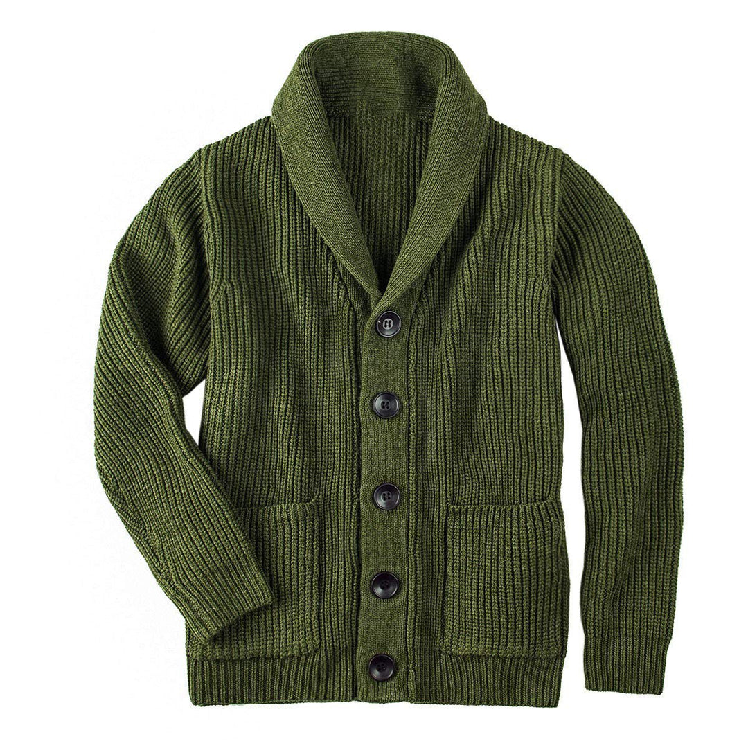 Damen Grobstrick Pulloverjacke mit elegantem Schalkragen und knöpfen EB
