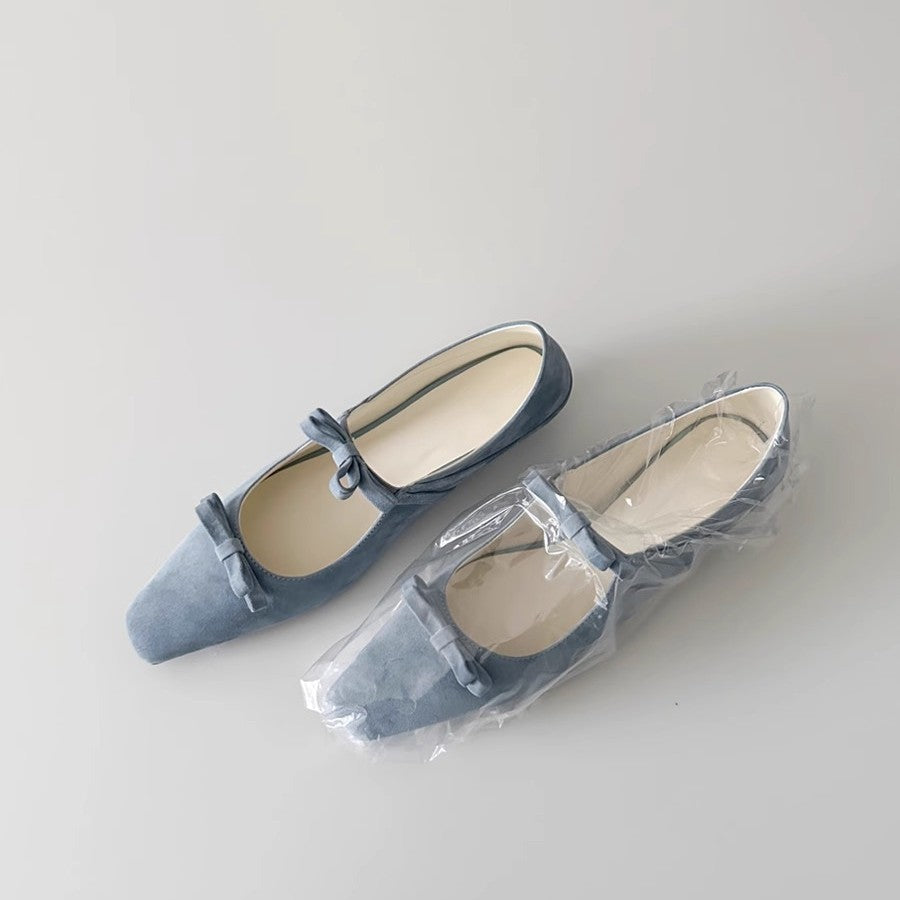 Damen Ballerina-Schuhe mit luxuriösem Schleifenakzent und spitz zulaufendem Design EB