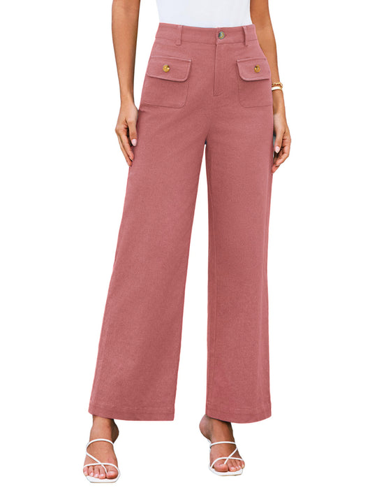 Damen Weit geschnittene Cargo-Hose mit praktischen Taschen und hohem Bund EB