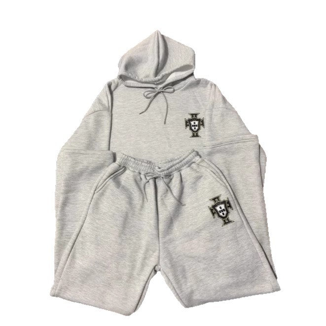 Unisex nan zweiteiliges Lounge-Set aus schwerer Baumwollmischung mit Kapuze und elastischem Bundhose EB