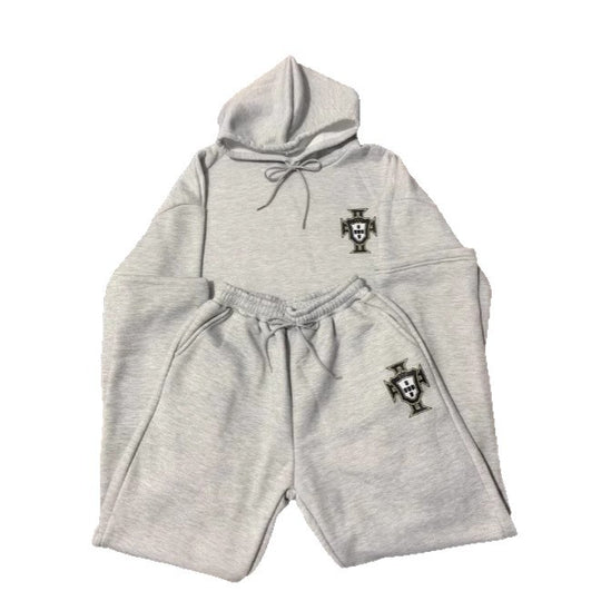 Unisex nan zweiteiliges Lounge-Set aus schwerer Baumwollmischung mit Kapuze und elastischem Bundhose EB