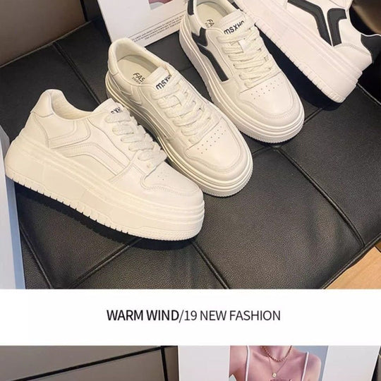 Damen modische Plattform-Sneaker mit kontrastierenden Details EB