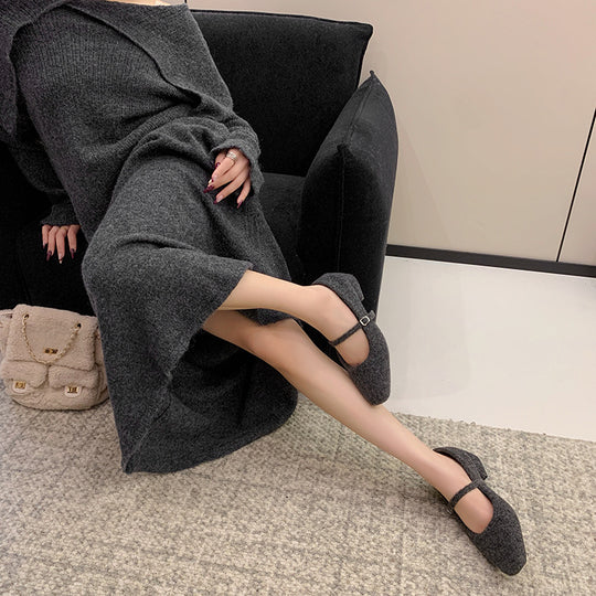 Damen elegante Ballerinas mit verstellbarem Riemen und komfortablem Fußbett EB