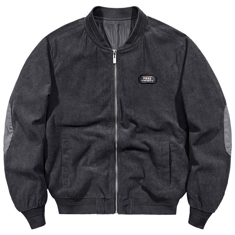 Herren Cord-Blouson im Bomberstil mit Rippenstruktur und Badge-Detail EB
