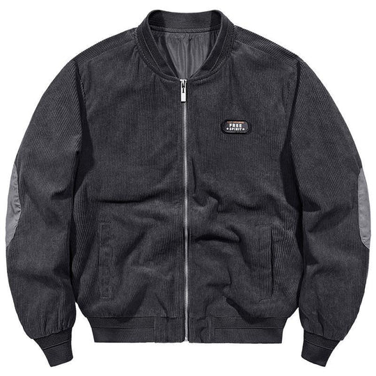 Herren Cord-Blouson im Bomberstil mit Rippenstruktur und Badge-Detail EB