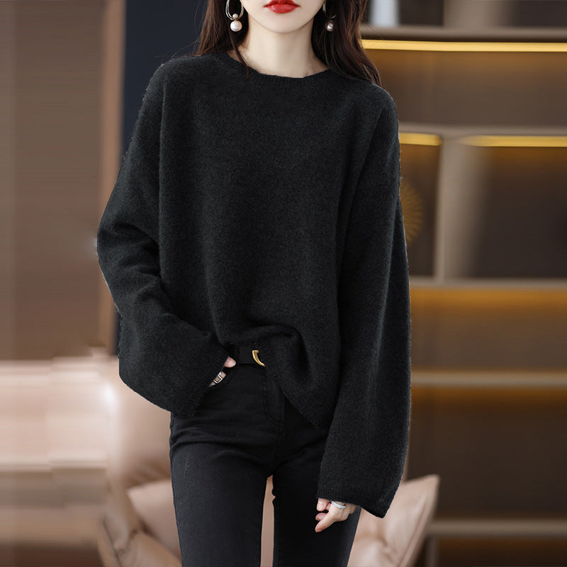 Damen Oversized Strickpullover mit weitem Schnitt und langen Ärmeln EB