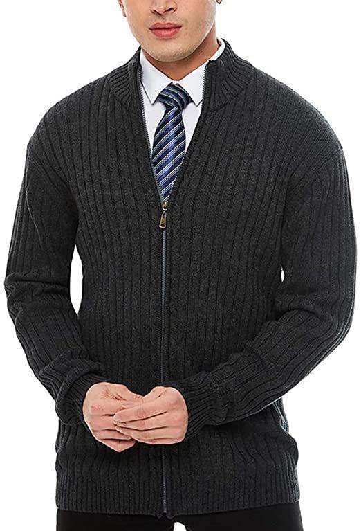 Herren Sportliche Strickjacke mit Reißverschluss und erhöhtem Kragen EB