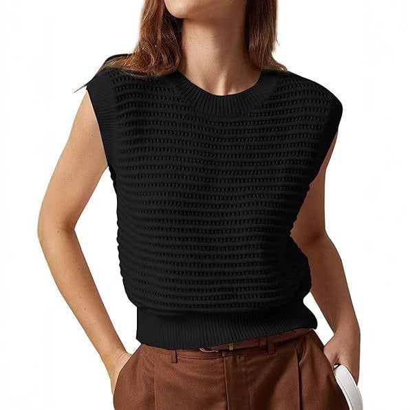 Damen Strickoberteil mit luftiger Struktur und weitem Kragen EB