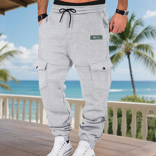 Herren Cargo-Jogginghose mit Elastikbündchen, Kordelzug und aufgesetzten Klappentaschen EB