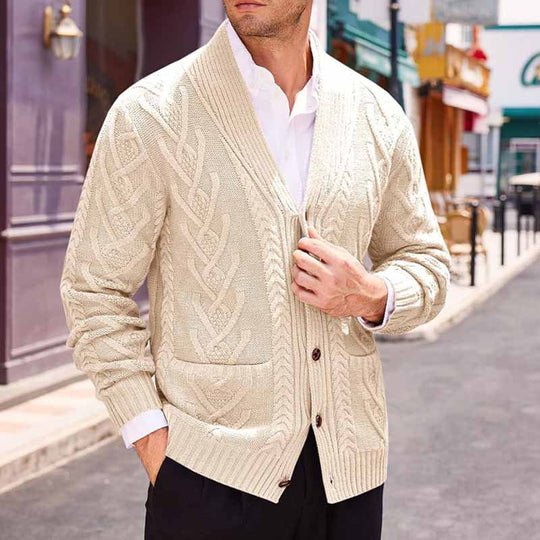 Herren Strickjacke mit großer Blende und Taschen EB