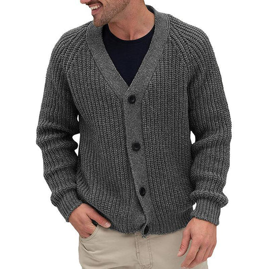 Herren Grobstrickjacke mit Knopfleiste EB