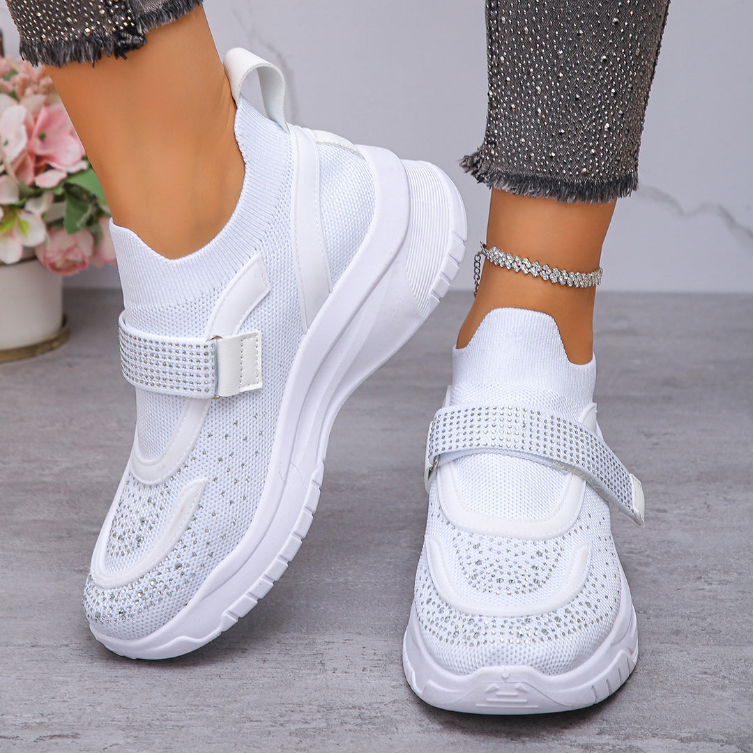 Damen Sportliche Sneakers mit Glitzer-Applikationen EB
