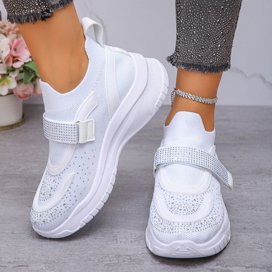 Damen Sportliche Sneakers mit Glitzer-Applikationen EB