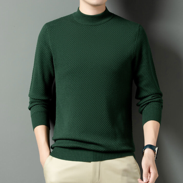 Herren Strukturierter Rollkragenpullover aus hochwertiger Baumwolle EB