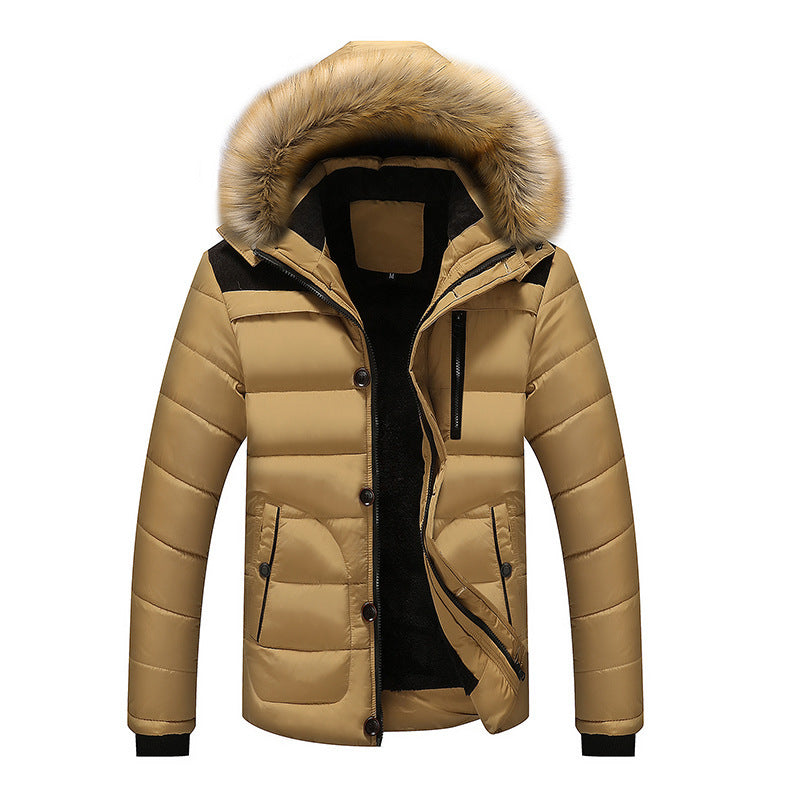 Herren Isolierter Steppparka mit Kunstfellkapuze, verdeckter Zip- und Druckknopfleiste EB