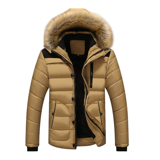 Herren Isolierter Steppparka mit Kunstfellkapuze, verdeckter Zip- und Druckknopfleiste EB